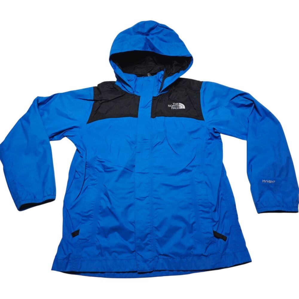 The North Face Jacket Kids Boys Medium 10-12 Blue Rain Nylon Hooded Coat